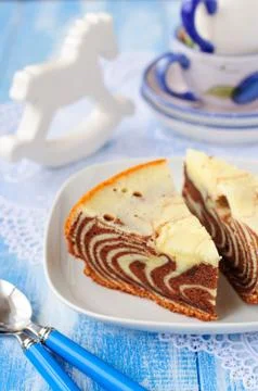 Pieces of Zebra Cake Stock Photos