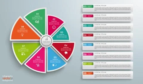 Piechart 8 Tabs Circle Centre Ilustración de archivo
