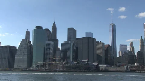 Pier 17 and lower Manhattan, New York City. Stock Footage 33709756