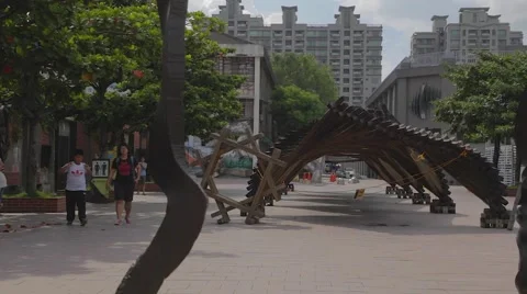 Pier-2 Art Center - structure in courtyard Stock Footage 41109286
