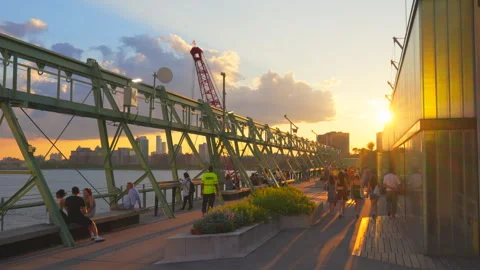 The Pier 57 Rooftop Park opened in spring on 2023 in New York City. Stock Footage 250109610