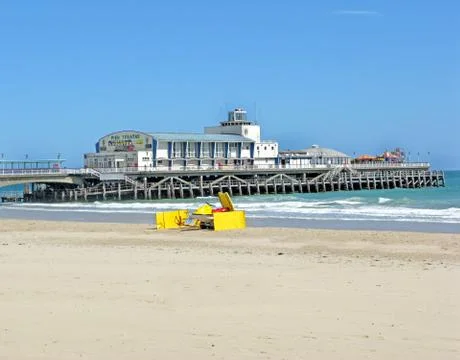Pier and beach Stock Photos