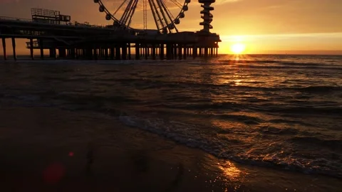 Pier and Ferris Wheel in Scheveningen,  Netherlands Stock Footage 89836177