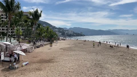 The Pier And Olas Altas Beach In Puerto Vallarta, Mexico Stock Footage 167249388