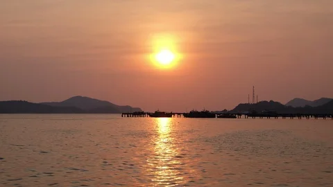 Pier and sunset  Stock Footage 127857531