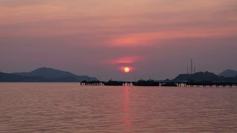 Pier and sunset  Stock Footage 127857585