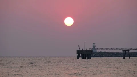 Pier and sunset  Stock Footage 127857609