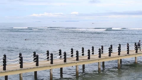 Pier Attraction Ocean Waves Moving on Construct Filling post on View island Stock Footage 164683167