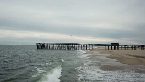 Pier on a Beach from Drone Stock Footage 133803287