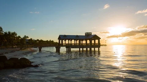 Pier at the beach in Key West Stock Footage 88984999