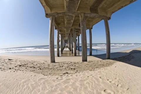 Pier on beach Stock Photos