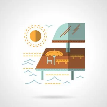 Pier cafe flat color vector icon Stock-Illustration