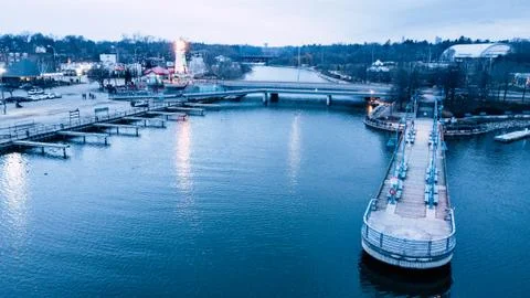 Pier in canada at sunset Stock Photos