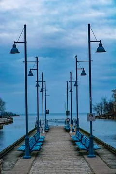 Pier in canada at sunset Stock Photos