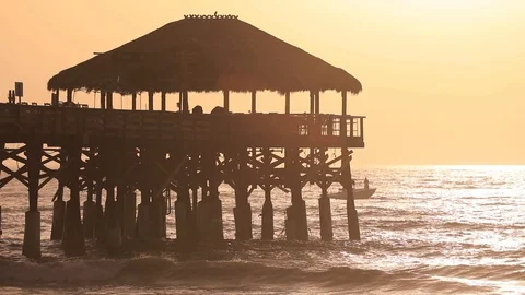 Pier on Cocoa beach in Florida Stock Footage 85887510