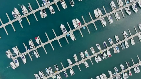 Pier docked boats Stock Footage 81719727