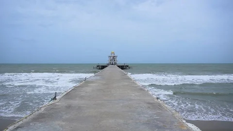 The pier docked out to the sea. Stock Footage