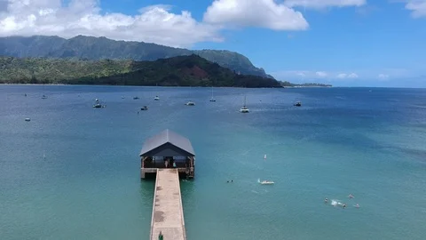Pier Drone Tilt Up Stock Footage 119833442
