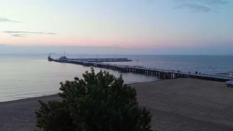 Pier During Sunrise - Drone Video stock 132264829