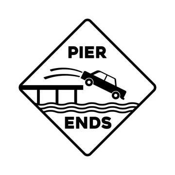 Pier ends road sign Stock Illustration