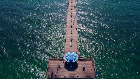 Pier Fly By Closer Stock Footage 87197294