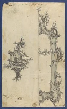 Pier Glass Frames, in Chippendale Drawings, Vol. I 1754 Thomas Chippendale .. Stock Photos