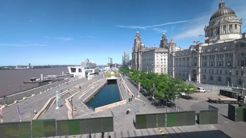 Pier Head - High Angle Timelapse of the Port of Liverpool Building and Stock Footage 338219509