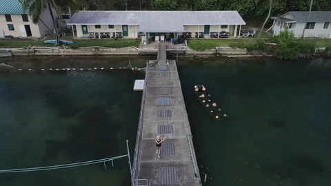 Pier house by the ocean Stock Footage 93173898
