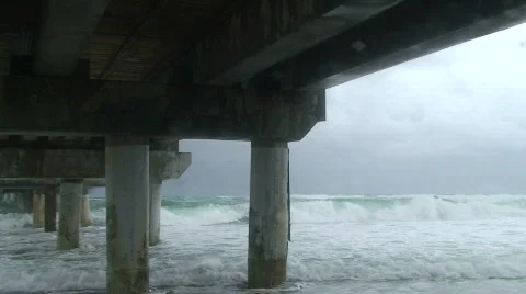 Pier in Hurricane Waves Stock-Footage 586019