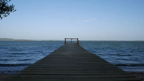 Pier on Lake Stock Footage 93460614