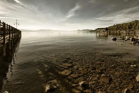 Pier in a lake Stock Photos
