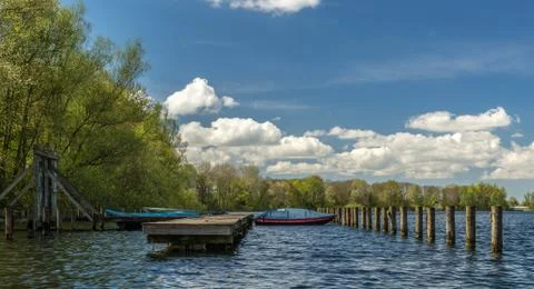 Pier in a lake Stock Photos