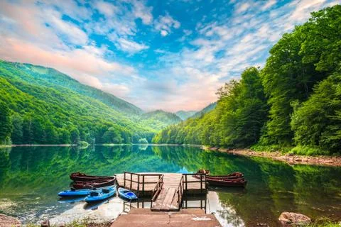 Pier on lake Stock Photos