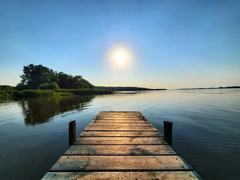 Pier on the lake Stock Photos