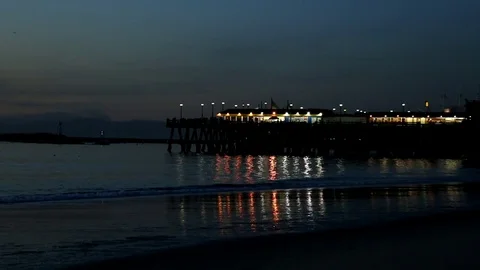 Pier lights on the water Video stock 83216467