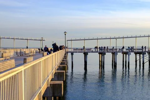 Pier at magic hour Stock Photos