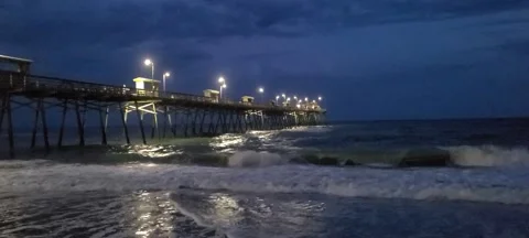 Pier At Night Stock Footage