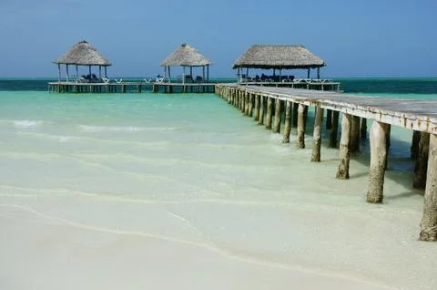 Pier in the ocean Stock Photos