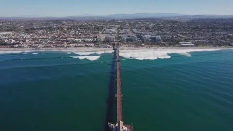 Pier in Oceanside, California -  Drone Shot Stock Footage 252302353