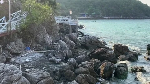 On the pier overlooking the beach Stock Footage 172261624
