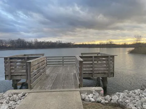 Pier overlooking the lake Stock Photos