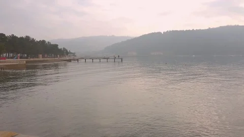 Pier with people Stock Footage 127662145