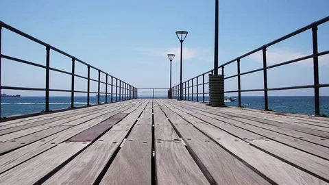 Pier planks with sea around Stock Footage 76969063