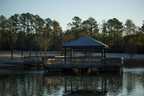 Pier on Pond 스톡 사진