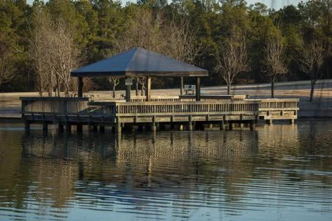 Pier on Pond Stock Photos