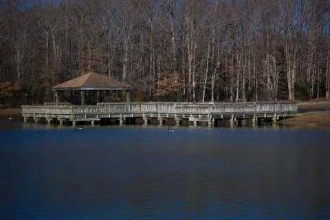 Pier on Pond Stock Photos