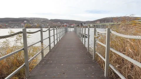 Pier on the river Video stock 222079368