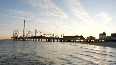 Pier With Roller Coaster in the Distance Stock Footage 262221041
