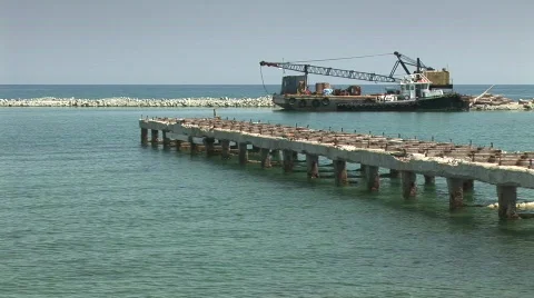 Pier &amp; ship Stock Footage 134451