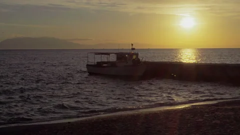 Pier ship Stock Footage 155112882